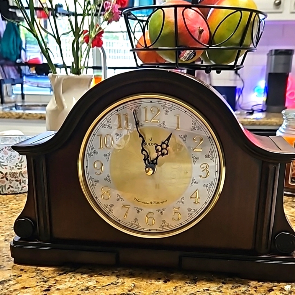 Bulova Dark Wood Mantel Clock